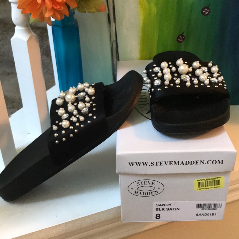 Steve Madden Bejeweled Pearl Slides